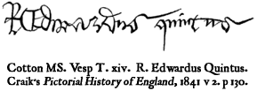 Signature of Edward V, King of England