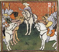 Battle of Neville's Cross, from a 15th manuscript