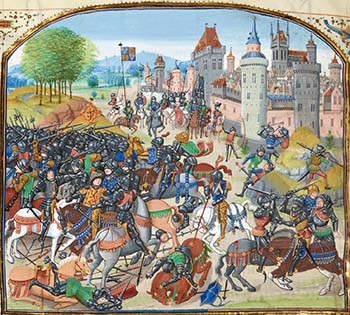 Battle of Neville's Cross, from a 15th manuscript