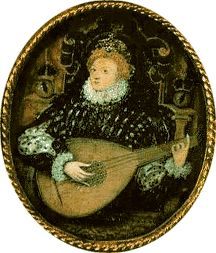 Queen Elizabeth Lute Miniature,
Nicholas Hilliard, c. 1576. Berkeley Castle.