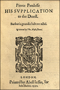 Title-page of Thomas Nashe's Pierce Penniless, 1592