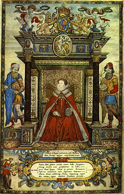 Elizabeth Portrait Frontispiece from Saxton's Atlas